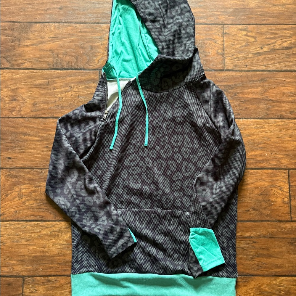 Crazy Train Teal and Black Hoodie